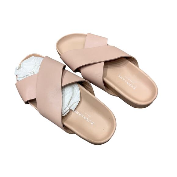 EVERLANE The Form Crossover Sandal Pale Rose Leather Slip On Flat Size 7 NEW - Picture 5 of 7